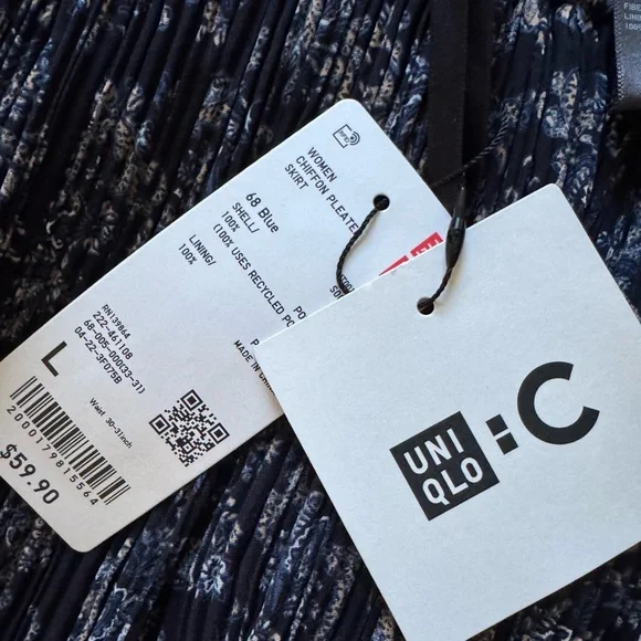 Uniqlo C Pleated Paisley Elastic Waist Skirt - Picture 5 of 11